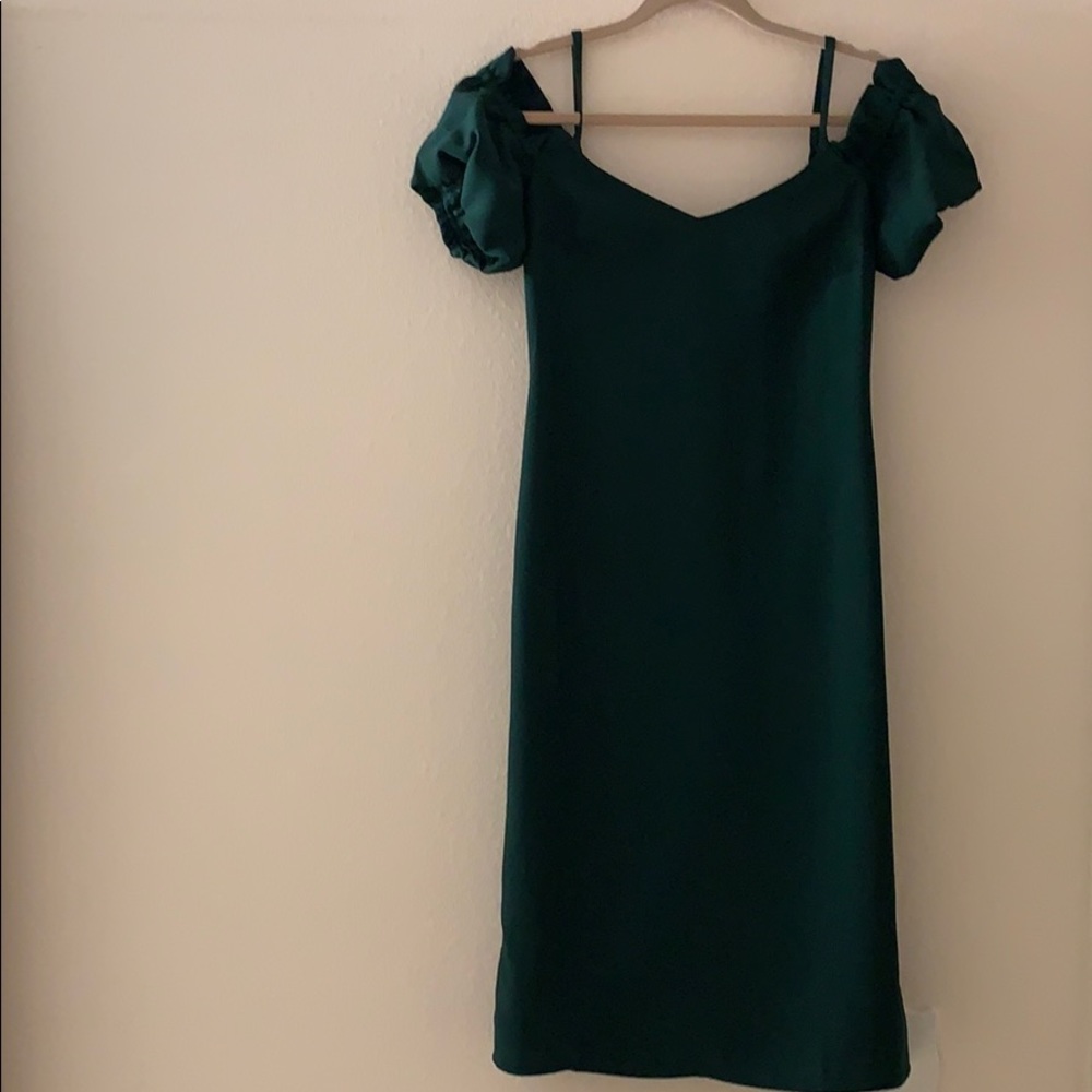 Green off the shoulder dress